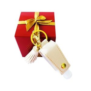 Keychain with hand sanitizer empty plastic bottle